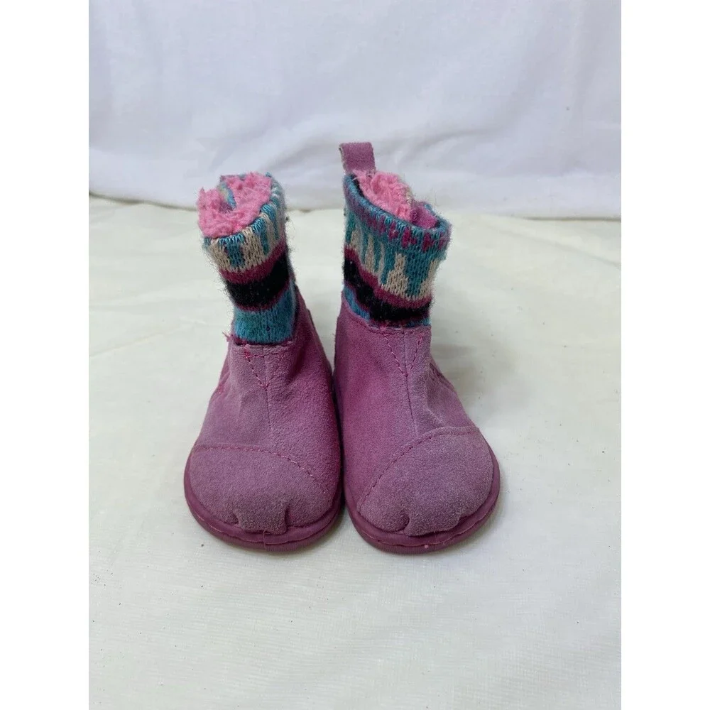 TOMS Nepal Boot Pink Suede Mix Boot size Tiny 2 T